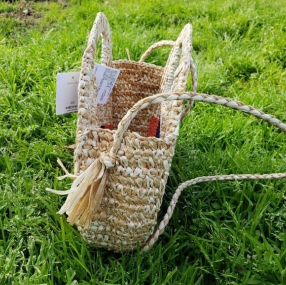 Topshop Straw Crossbody Bucket Summer Bag - Picture 3 of 6